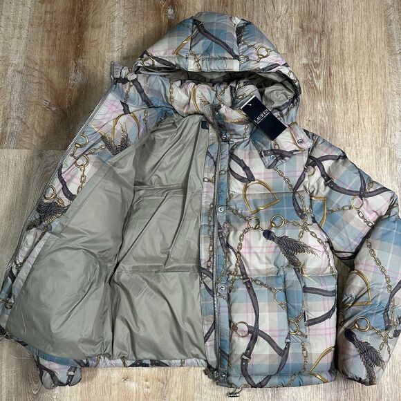 NWT Ralph Lauren Womens XXS Plaid Belting Print‎ Taffeta Down Coat Highland $345 - Picture 2 of 10